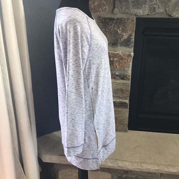 Color Thread, Woman's Long-Sl Tunic w Asymmetrical Bottom, Heathered Blue, SM - Picture 5 of 10